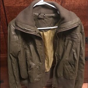 Faux Leather Bomber Jacket